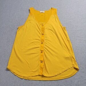 Anthropologie T.La Womens Yellow Sleeveless Sojourn Button Down‎ Tank Top Sz XS